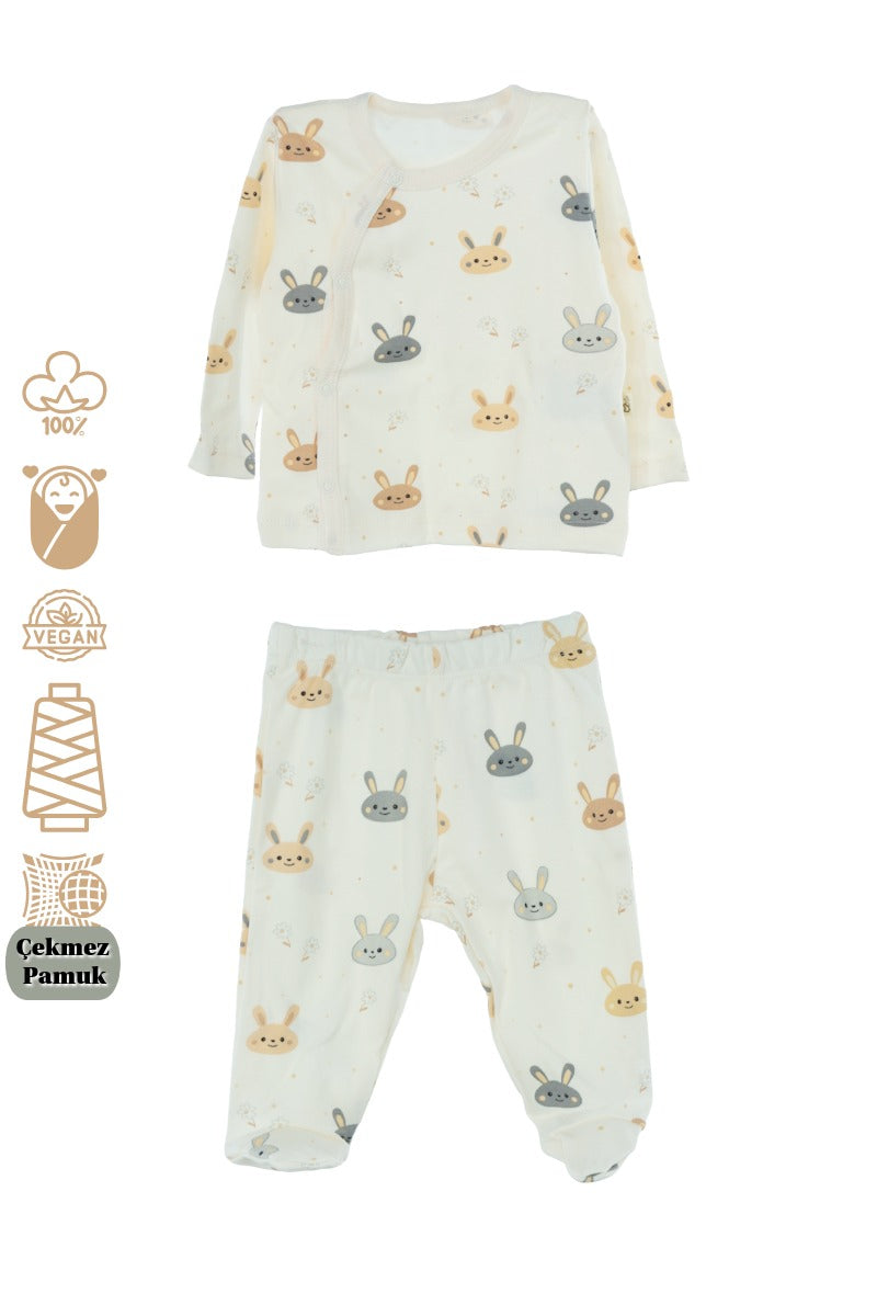 Oppland Erkek Bebek Yeni Doğan 10 Lu Zıbın Seti 0-3 Aylık %100 Organik Pamuk Yumuşak TEBGB50KREM03